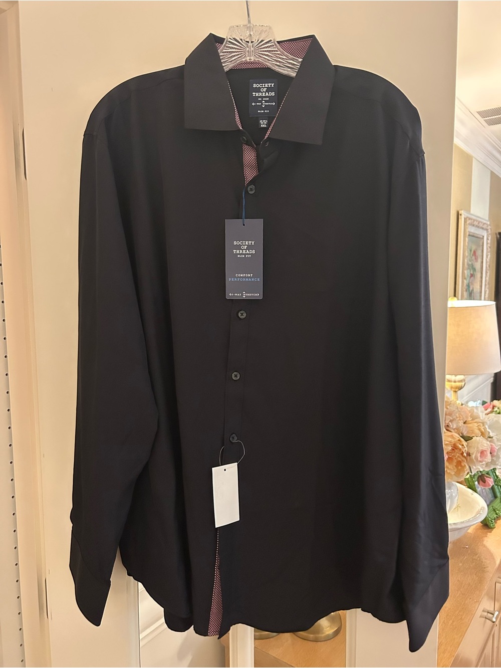 Society of Threads Men’s Long-Sleeve Black Button-Up Shirt